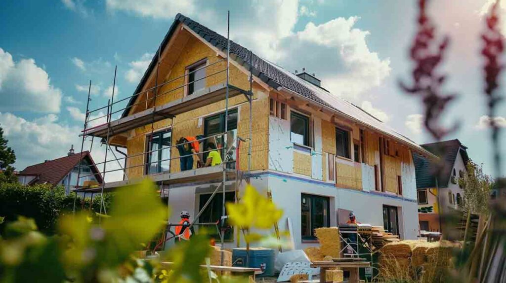 isolation d'un pavillon par l'extérieur, chantier en cours